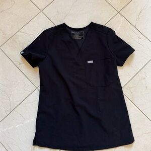 Figs Black V-Neck Scrub Top